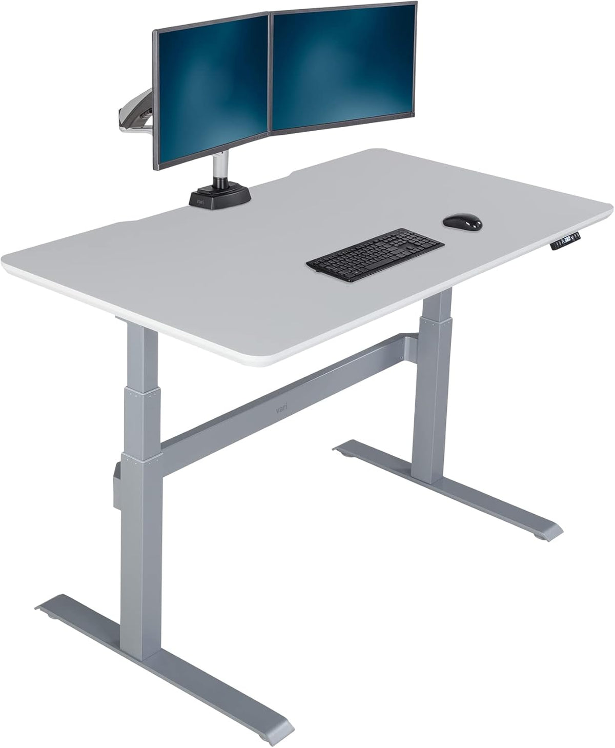 White Height Adjustable Standing Desk with Crossbar and Cable Management Tray P56598
