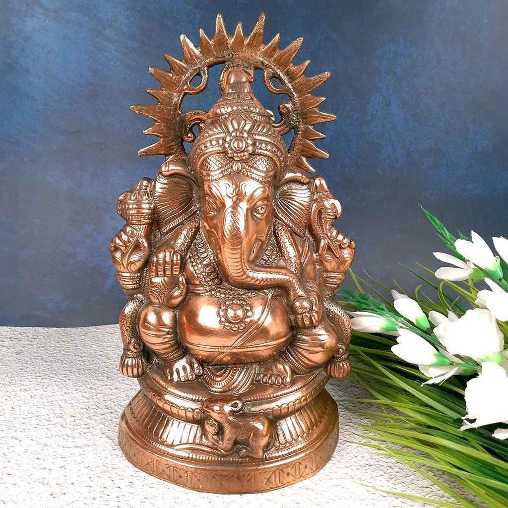 Lord Ganesha Statue Metal 15 Inch Bronze C84736