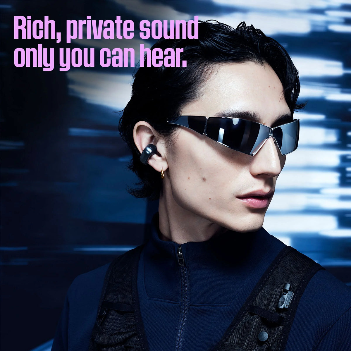 Black Open Ear Bluetooth Wireless Earbuds with Charging Case C17083