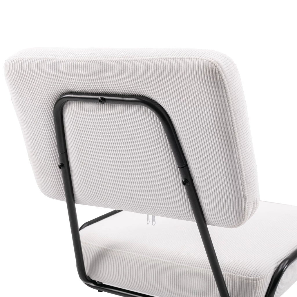 White Corduroy Adjustable Swivel Desk Chair P565