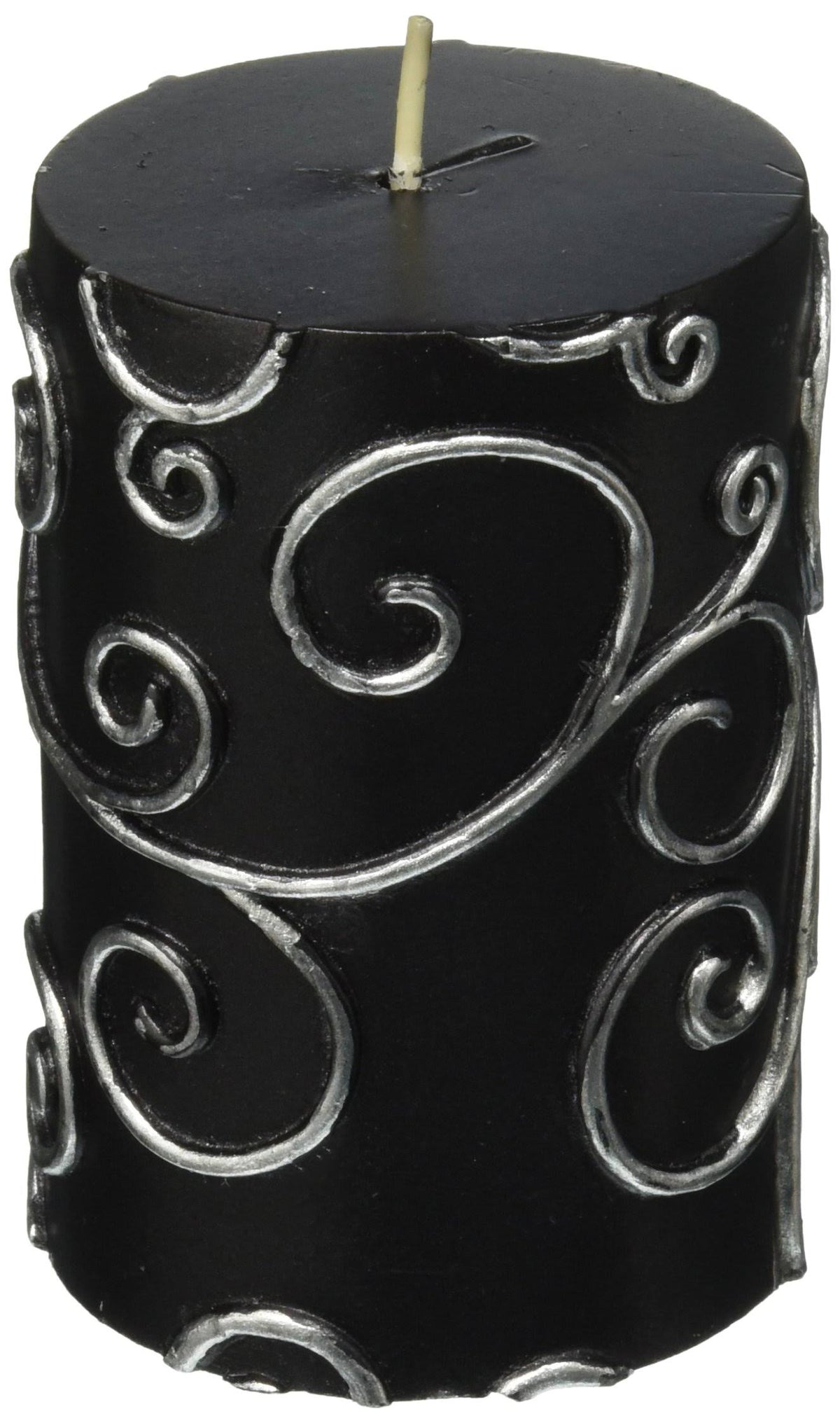 Black Scroll Pillar Candle Bulk (12-Case) T561031