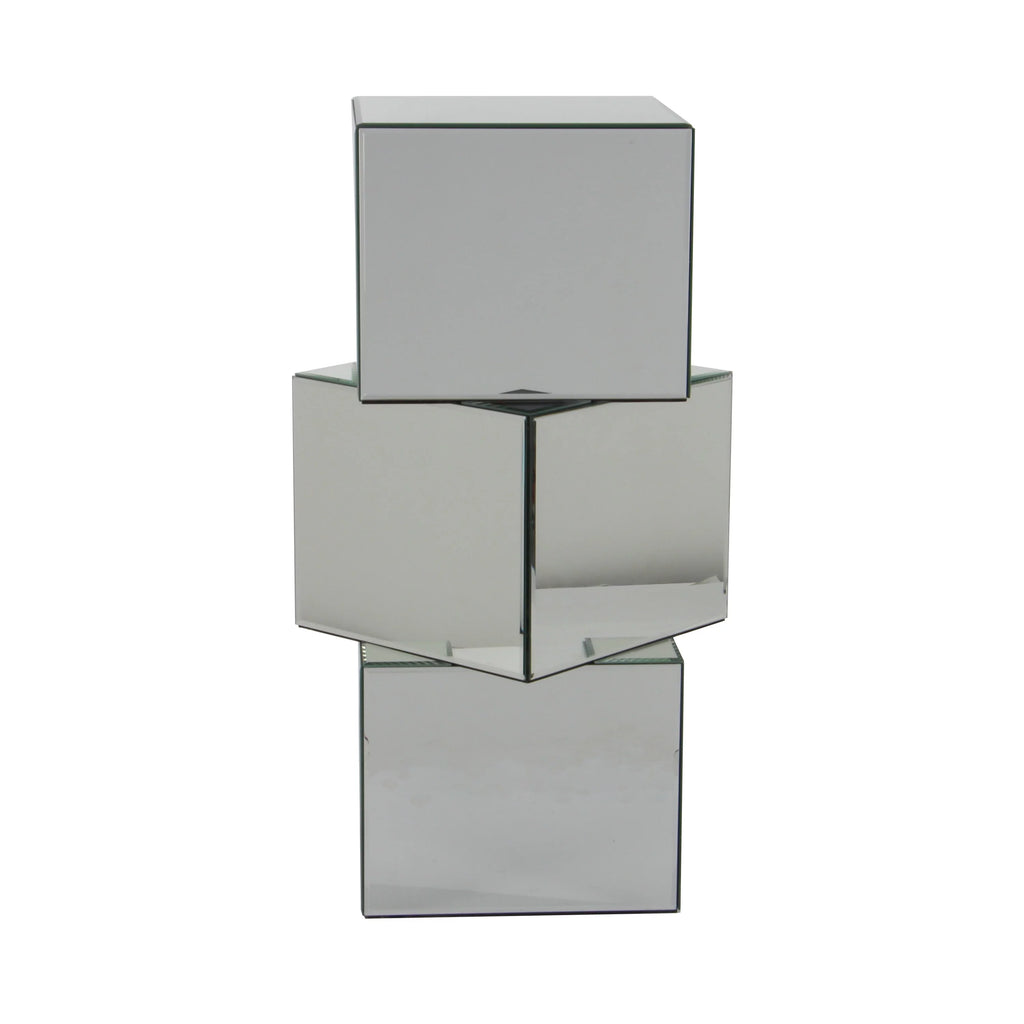 15" x 30" Silver Mirrored Pedestal Table X347973