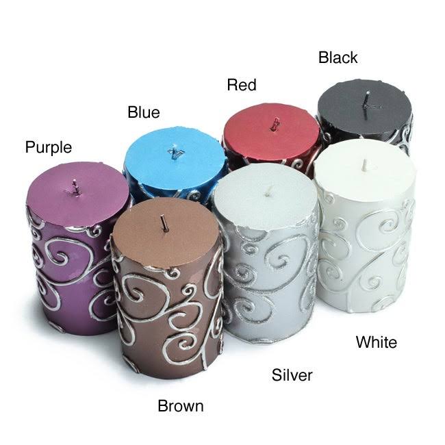 Black Scroll Pillar Candle Bulk (12-Case) T561031