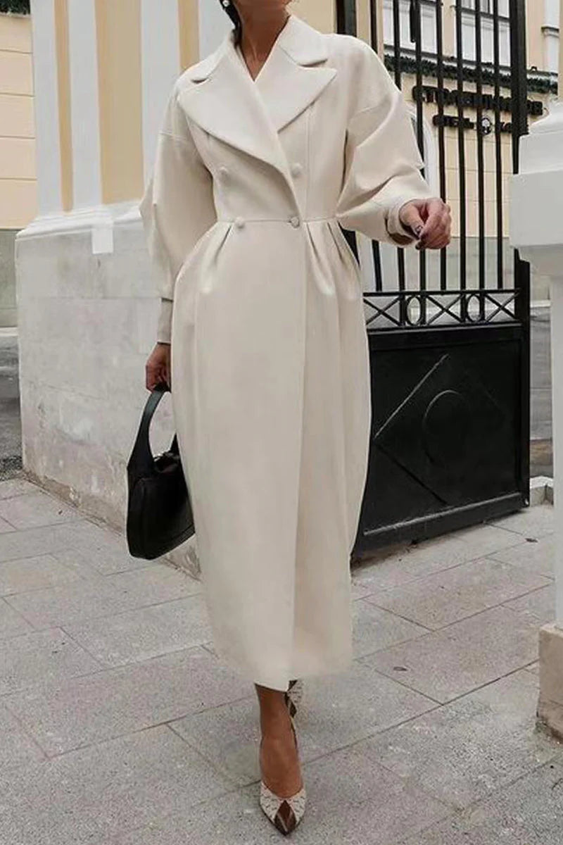Solid Turndown Collar Outerwear E217455