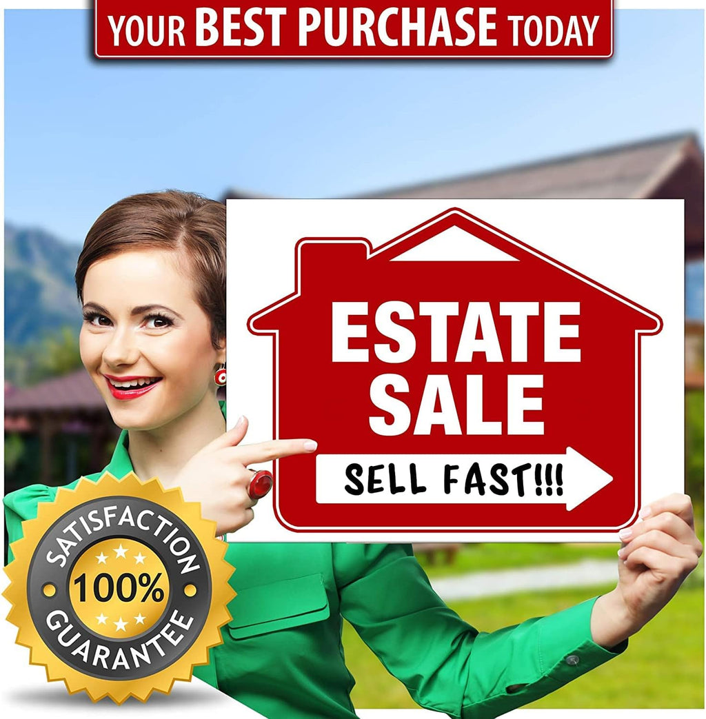 Estate Sale Signs (10 Pack) Double-Sided 24” x 18” with Heavy Duty Stakes M854989