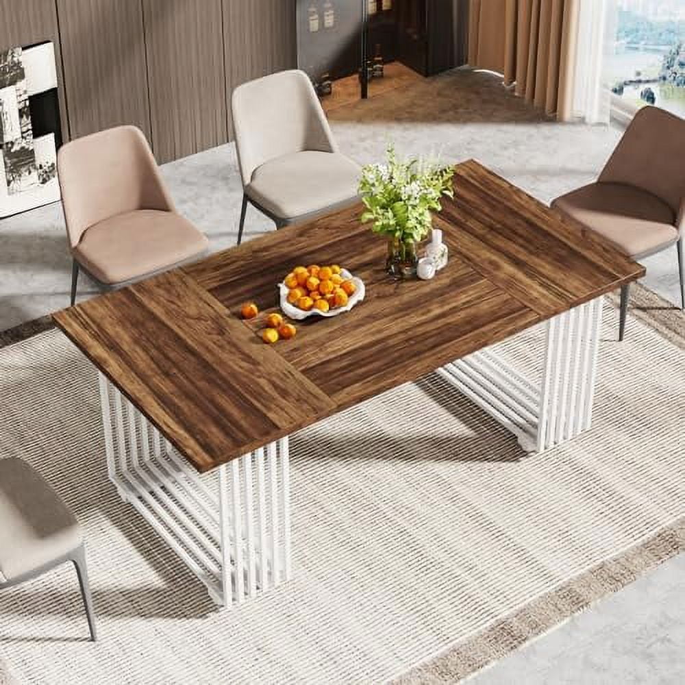 White 70.8 Inch Dining Table with Gold Metal Legs O99550