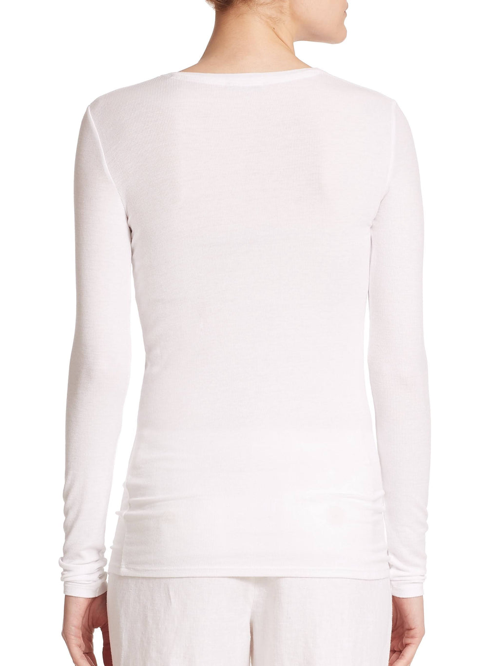 White Long-Sleeve V-Neck Tee G790