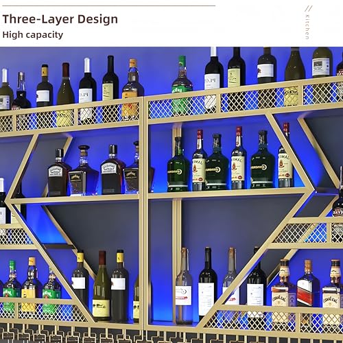Black 3 Tier Metal Wine Rack with LED Light Y165673