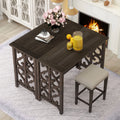 3-Piece Solid Wood Counter Height Dining Set with 2 Saddle Stools E4841