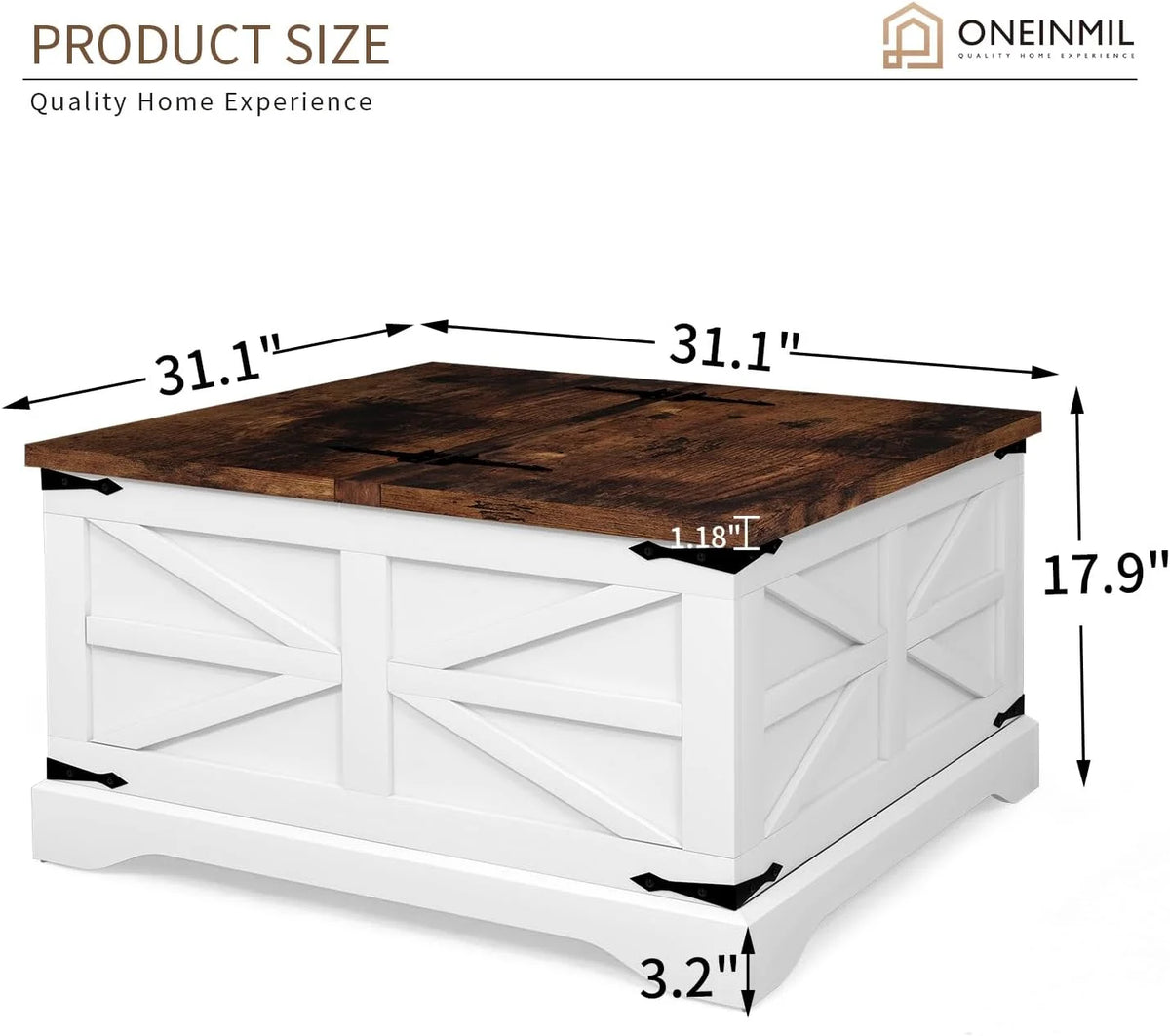 Square Wood Coffee Table with Storage Y99022