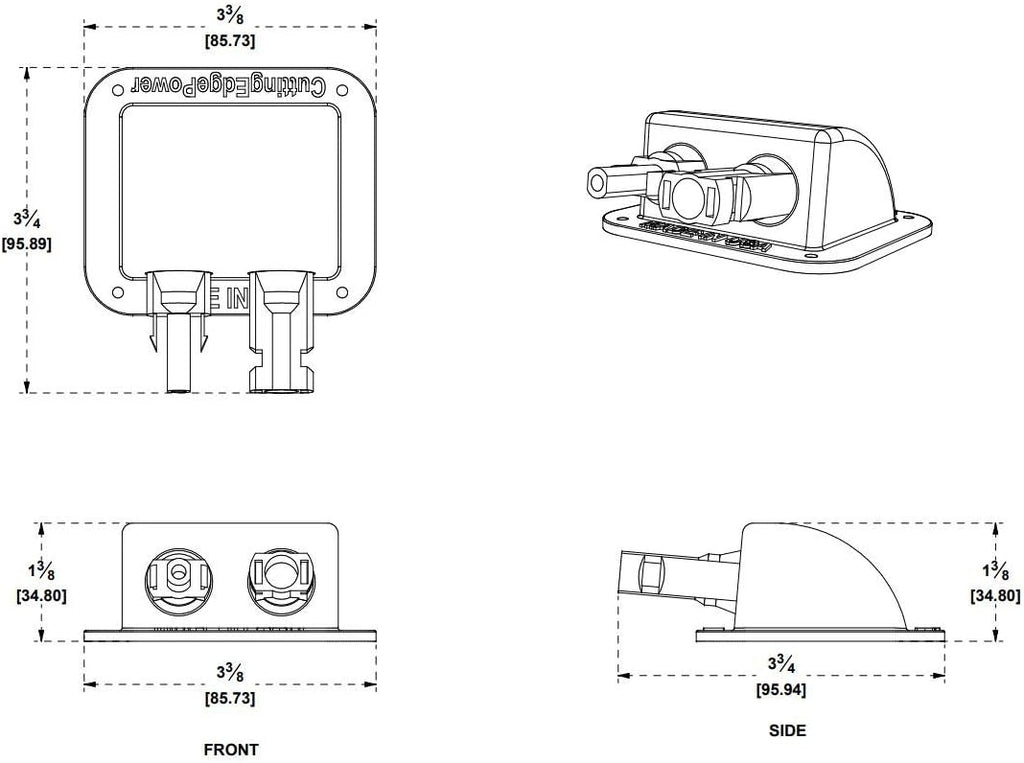 Cable Wire Entry Housing for Solar Panels, 2ft, 4 Ports, Pack of 2 E311994
