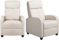 Beige PU Leather Reclining Single Sofa V88169