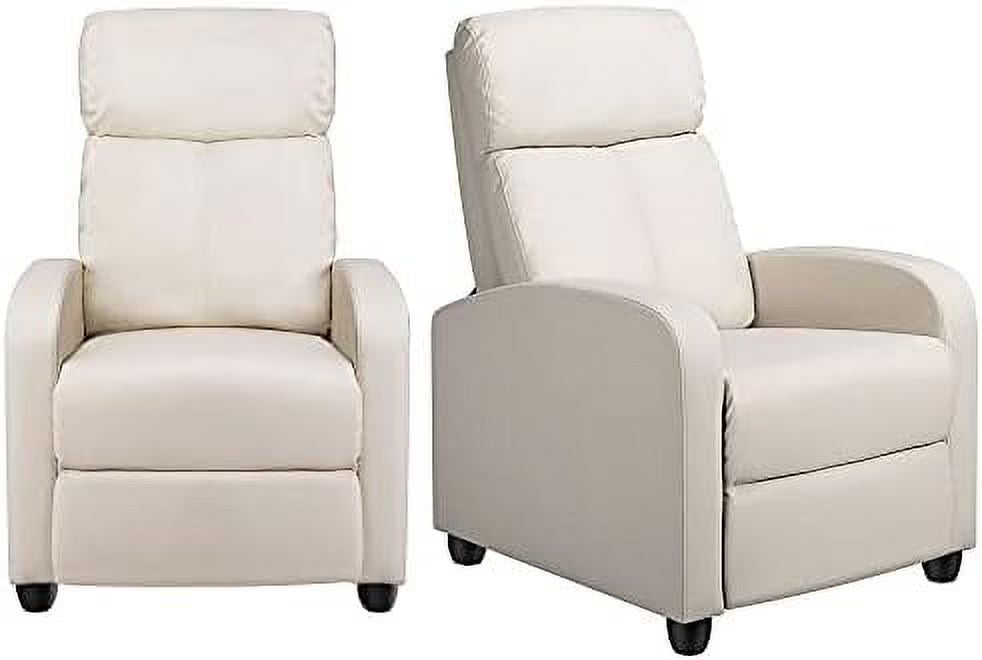 Beige PU Leather Reclining Single Sofa V88169