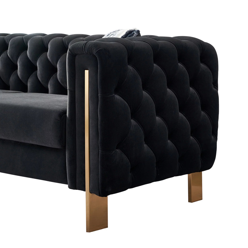 Modern Velvet Tufted Sofa with 2 Pillows S77319