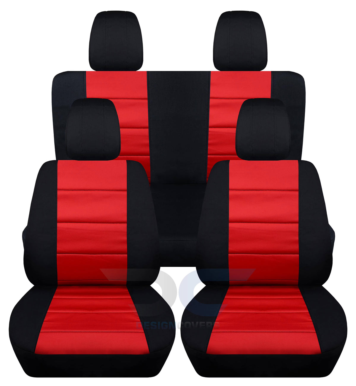Black and Red Cotton Seat Covers for Jeep Wrangler JK 2-Door Z68935