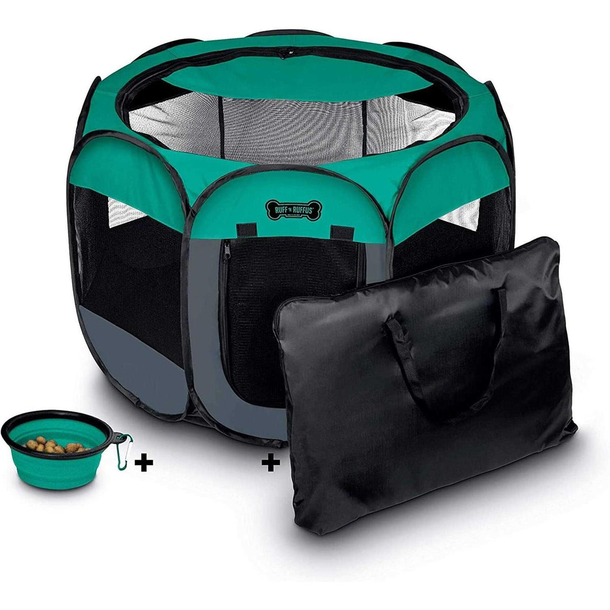 Foldable Pet Playpen with Carrying Case and Travel Bowl T889769
