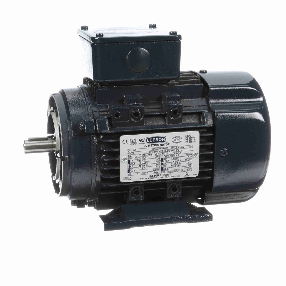 1/2HP 0.37kW IEC Metric Electric Motor, 3410RPM X943328