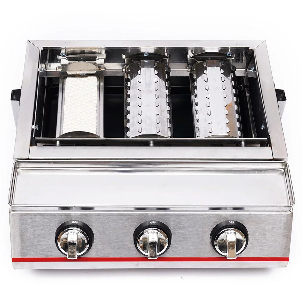 Portable Gas Grill 3-Burner Outdoor BBQ Infrared Cooker Smokeless Gas LPG Grill M744035