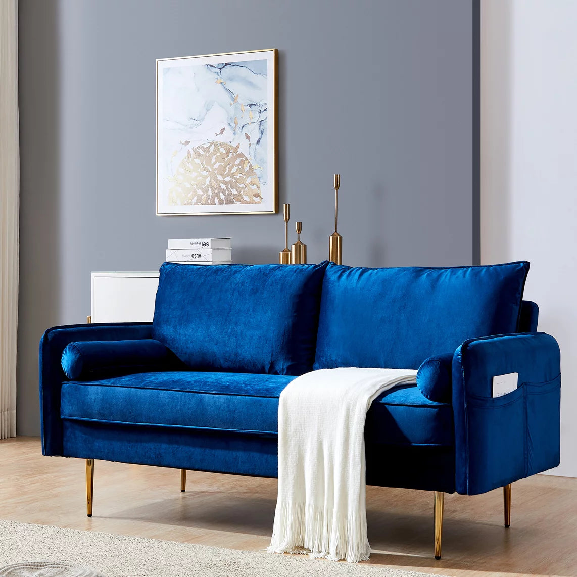 Blue Velvet Sofa B3416