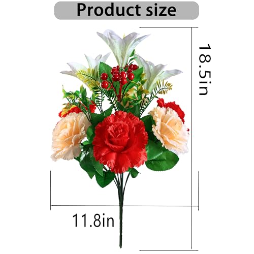 Red+White Lily Artificial Silk Rose and Lily Saddle W4366