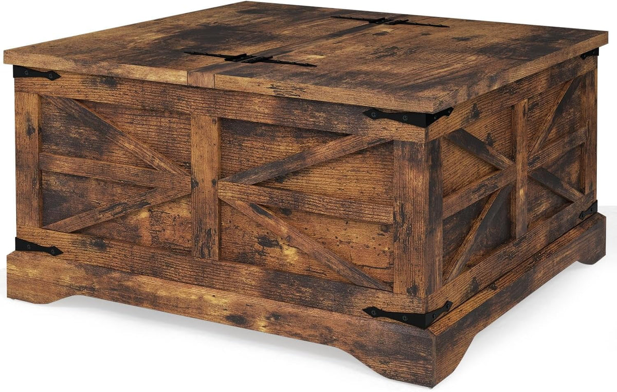 Square Wood Coffee Table with Storage Y99022
