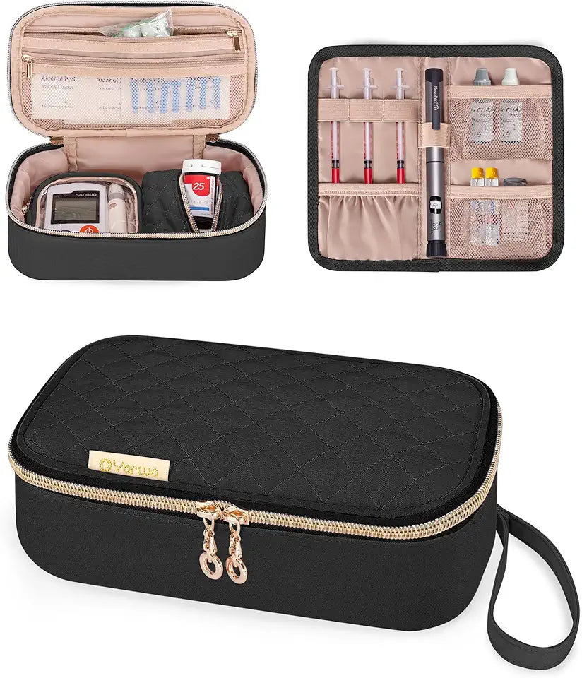 Black Diabetic Travel Case with Detachable Pouches R135