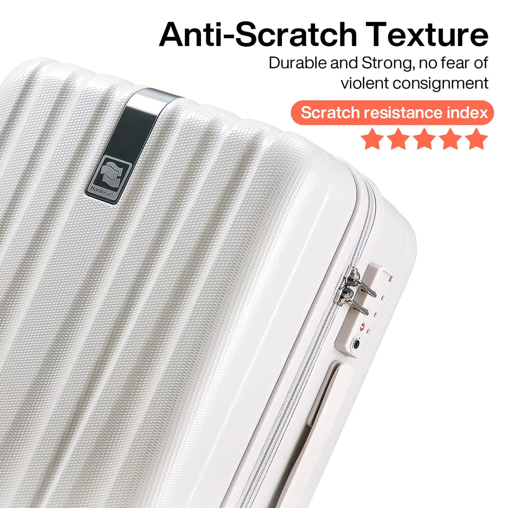 Lightweight PC Hard Shell Spinner Suitcase with TSA Lock, 24-Inch Ivory White P618