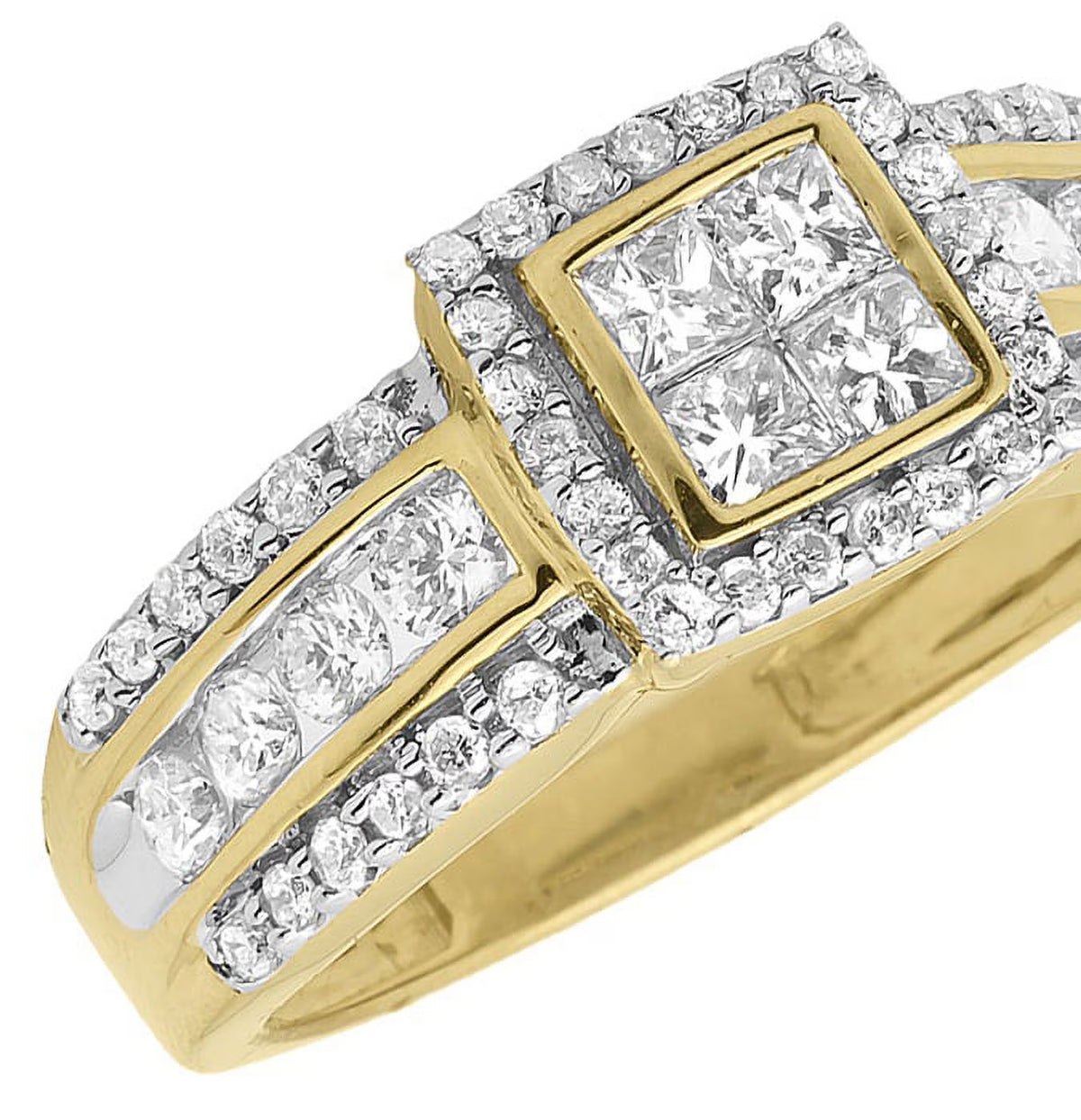 10k Yellow Gold Princess Diamond Engagement Ring (1.02 ct) R567