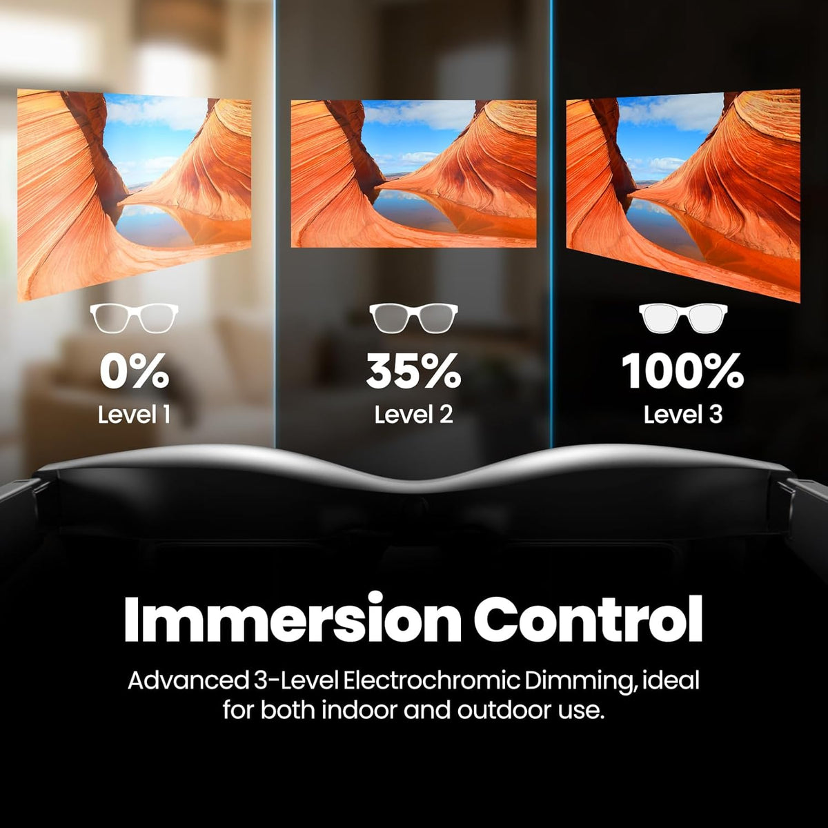 AR Glasses with Hub, 3-level Electrochromic Dimming V933
