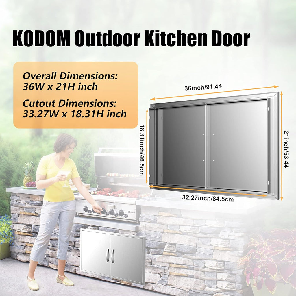 Outdoor Kitchen Doors 36W x 21H Stainless Steel Double Wall Construction Vertical Door Q234616