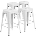 White Metal Square Backless Stool V856