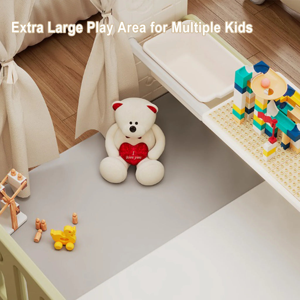 Kids Indoor/Outdoor Playhouse with Storage Box and Building Blocks Q940