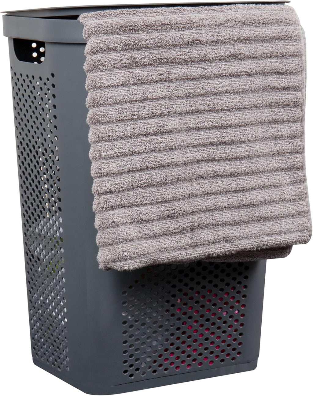 60L Slim Plastic Laundry Hamper with Lid, Gray E11319