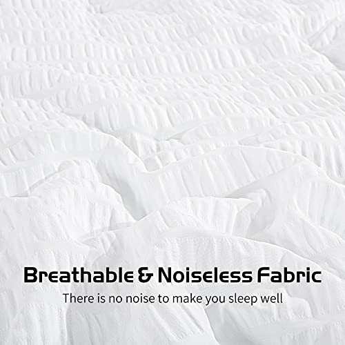 Oversized King White Seersucker Comforter 3 Piece Set L91687