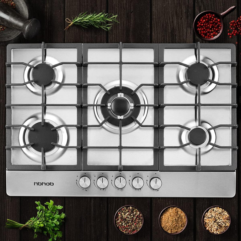 30 Inches 5 Burners Stainless Steel Gas Cooktop with Cast Iron Grates P9853