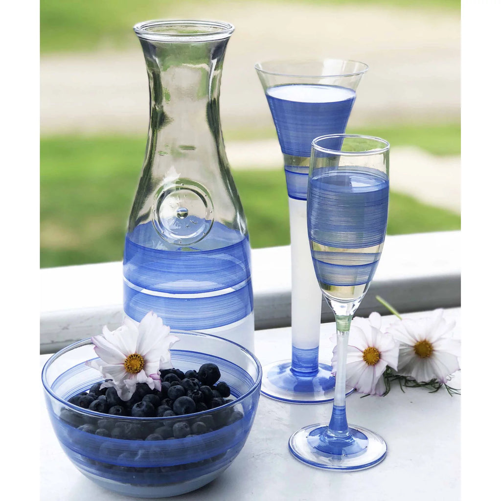 Blue and Clear Striped Wine Glasses Set of 2 T843928