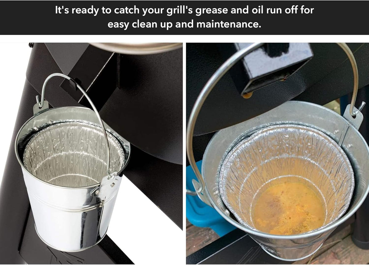 Grill Grease Drip Bucket with 10-Pack Foil Liners I431