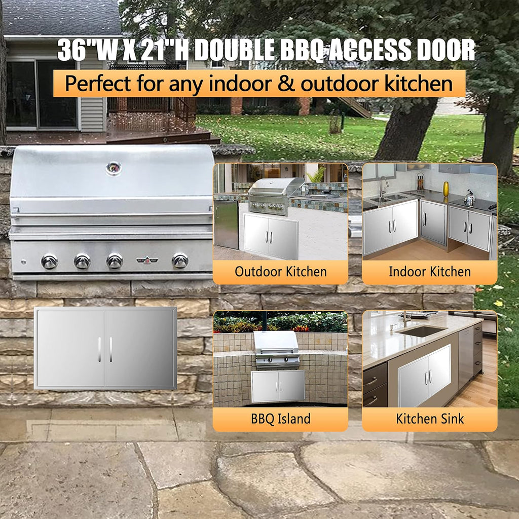 Outdoor Kitchen Doors 36W x 21H Stainless Steel Double Wall Construction Vertical Door Q234616