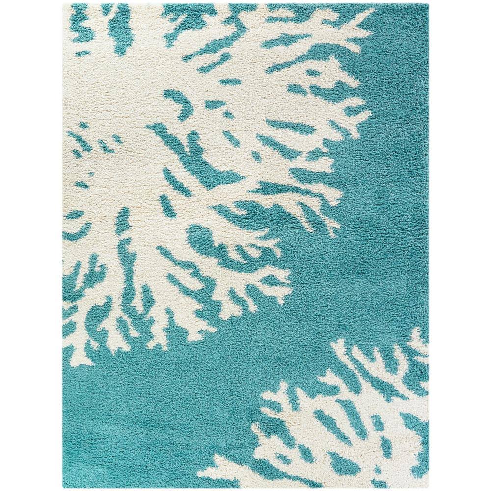 Teal Blue 5 ft. x 7 ft. Shag Area Rug I2666