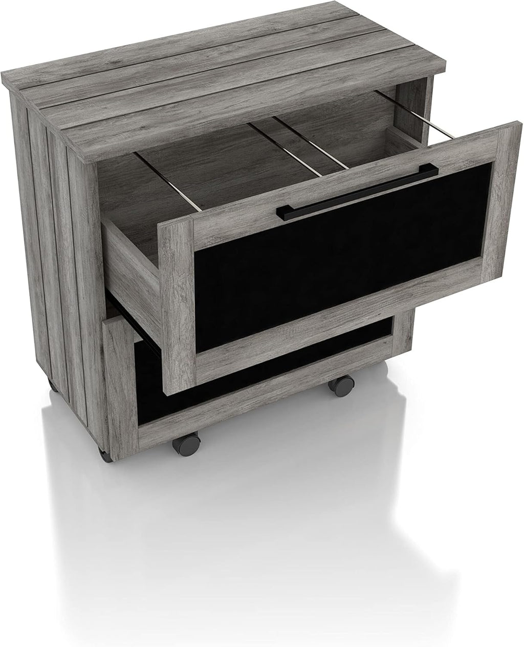 Vintage Grey Oak 2-Drawer File Cabinet MDF Paperboard Mobile V82424