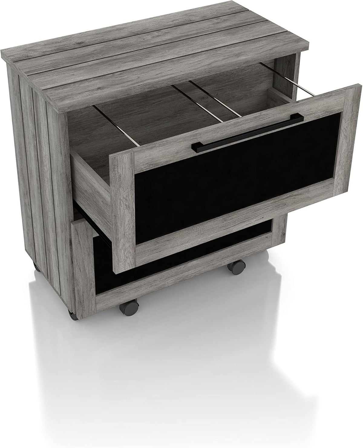 Vintage Grey Oak 2-Drawer File Cabinet MDF Paperboard Mobile V82424
