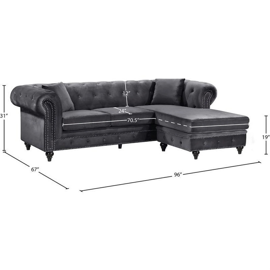 Gray Velvet Reversible Sectional E45996