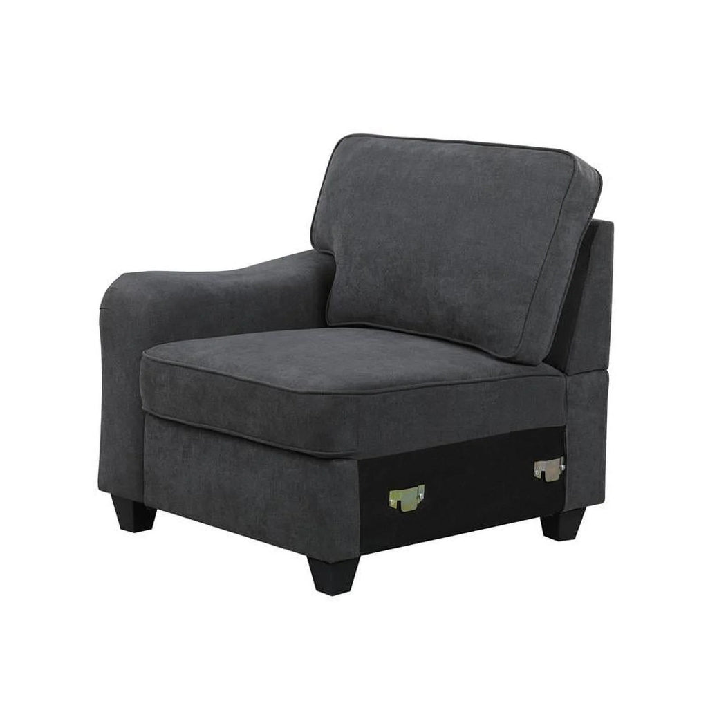 Dark Gray Woven Fabric 8Pc Modular Sectional Sofa with Ottoman V7570