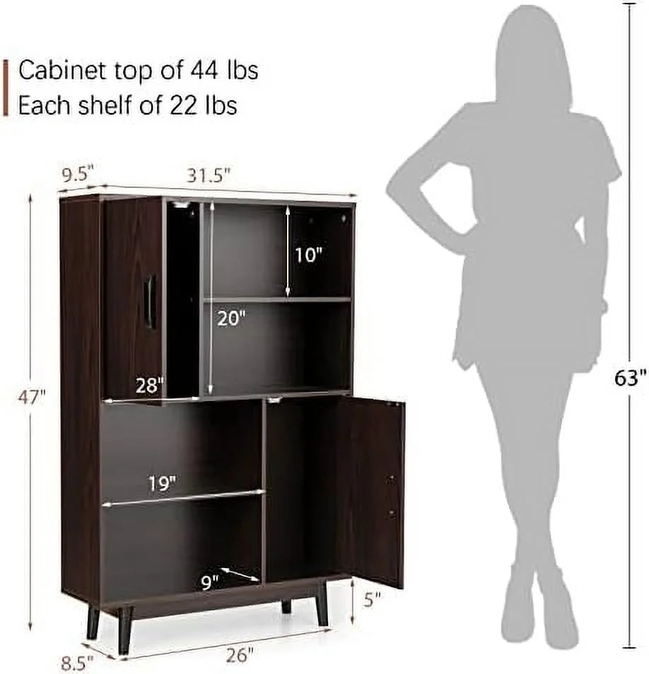 Cabinet with Legs 4-Tier Bookshelf E402
