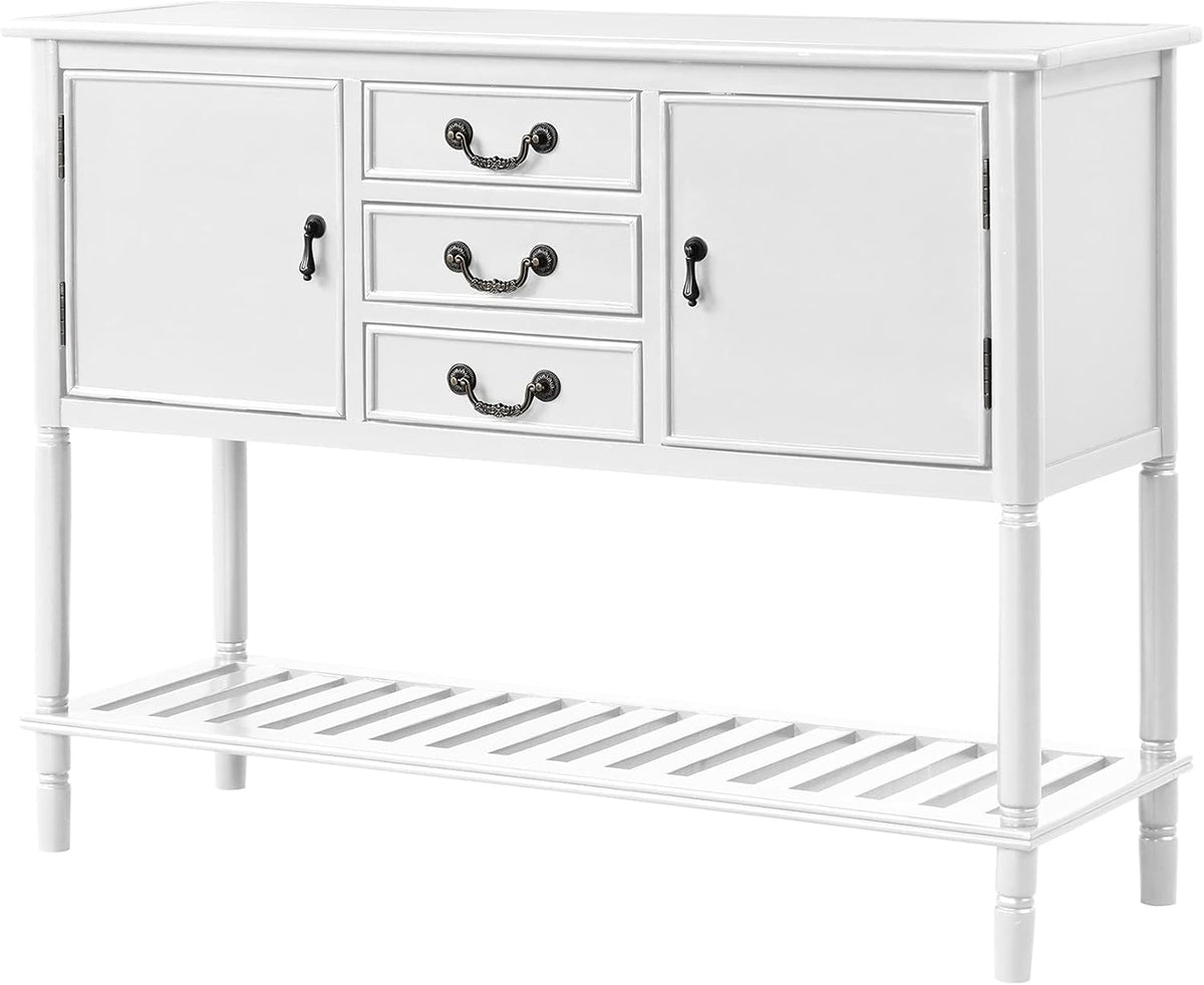 Solid Wood Console Table with 3 Drawers, 2 Cabinet and 1 Shelf N9166