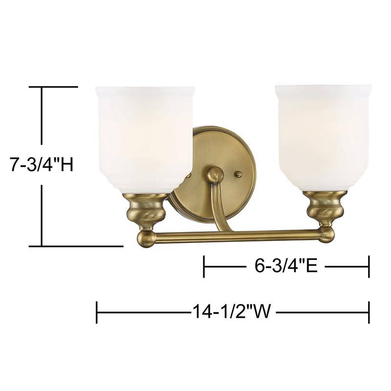 2 Light Warm Brass Bath Light S653397