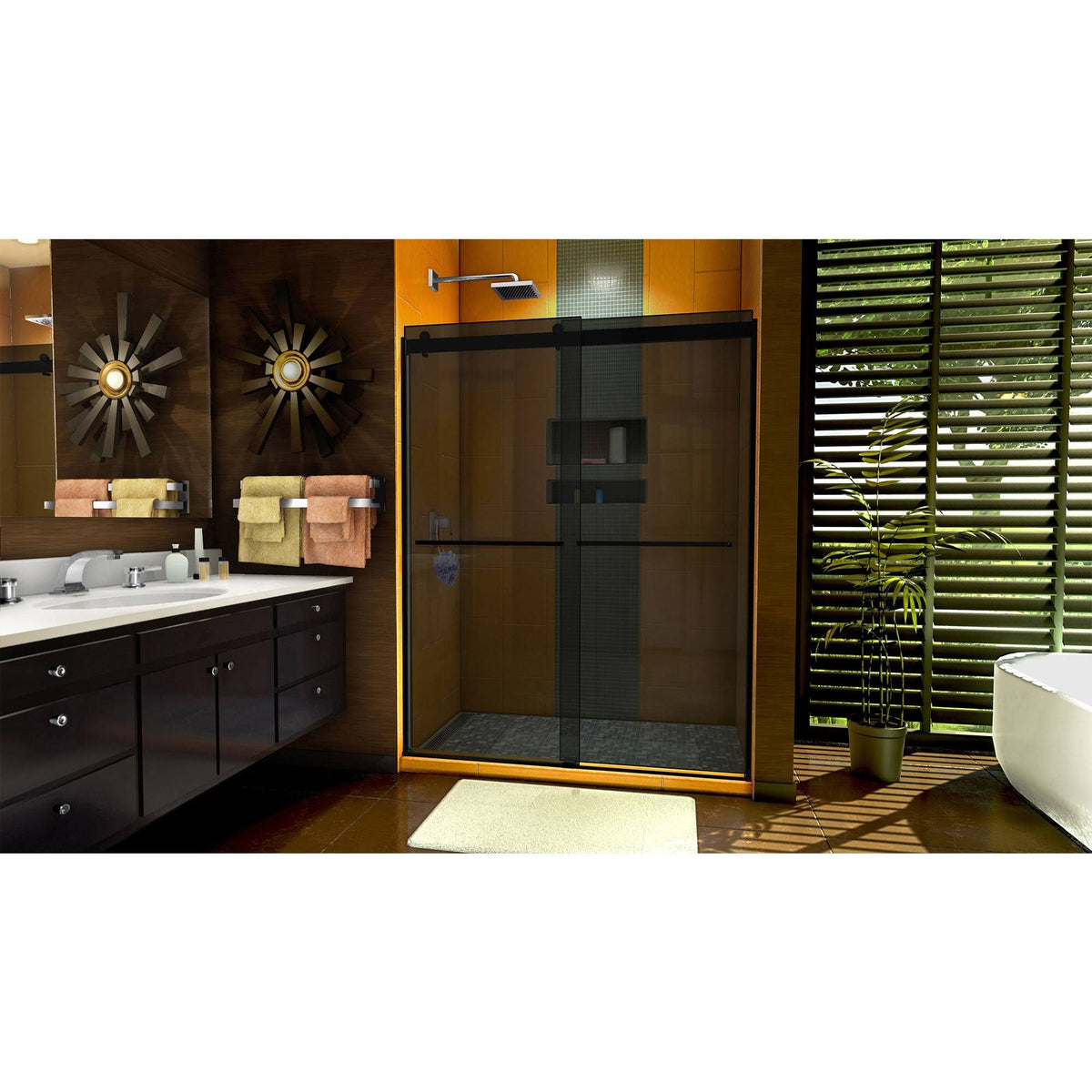 Semi-Frameless Bypass Shower Door in Chrome and Gray Glass I737