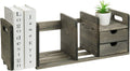 Vintage Gray Solid Wood Desktop Bookshelf Organizer with 2 Pullout Drawers Z77987