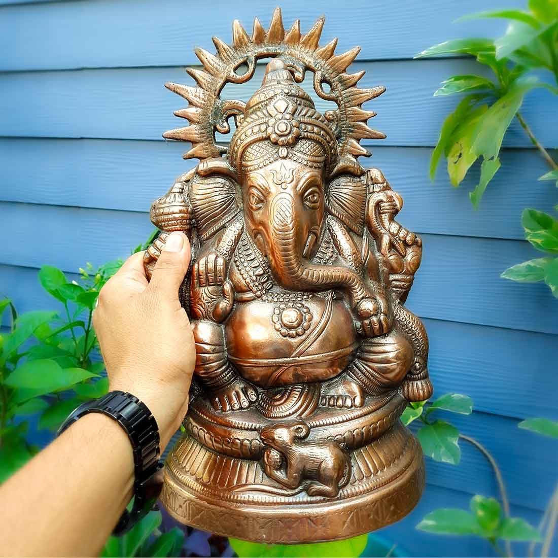 Lord Ganesha Statue Metal 15 Inch Bronze C84736