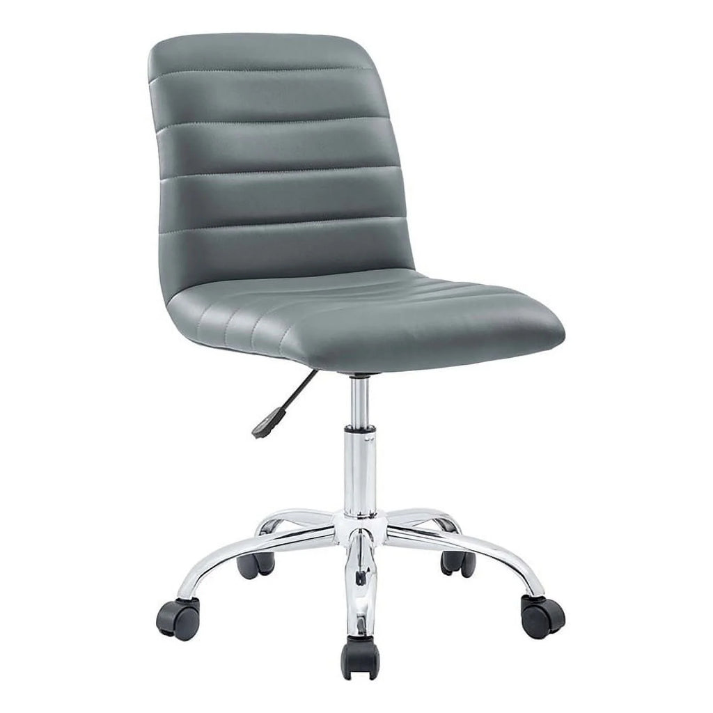 Gray Vinyl Nylon Mid-Back Armless Swivel Office Chair O32532